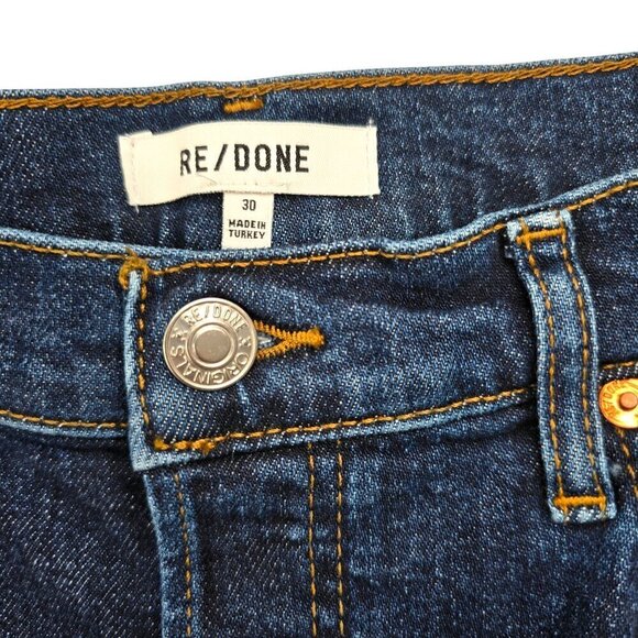 Re/Done 90s High Rise Ankle Crop Button fly Denim Indigo Denim Jeans - Picture 5 of 13